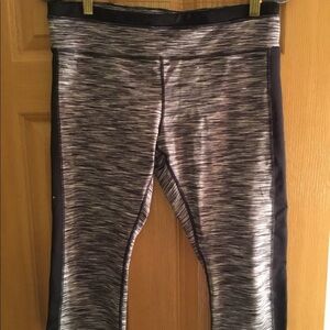 MNY Black, White, Gray Striped Capri Leggings